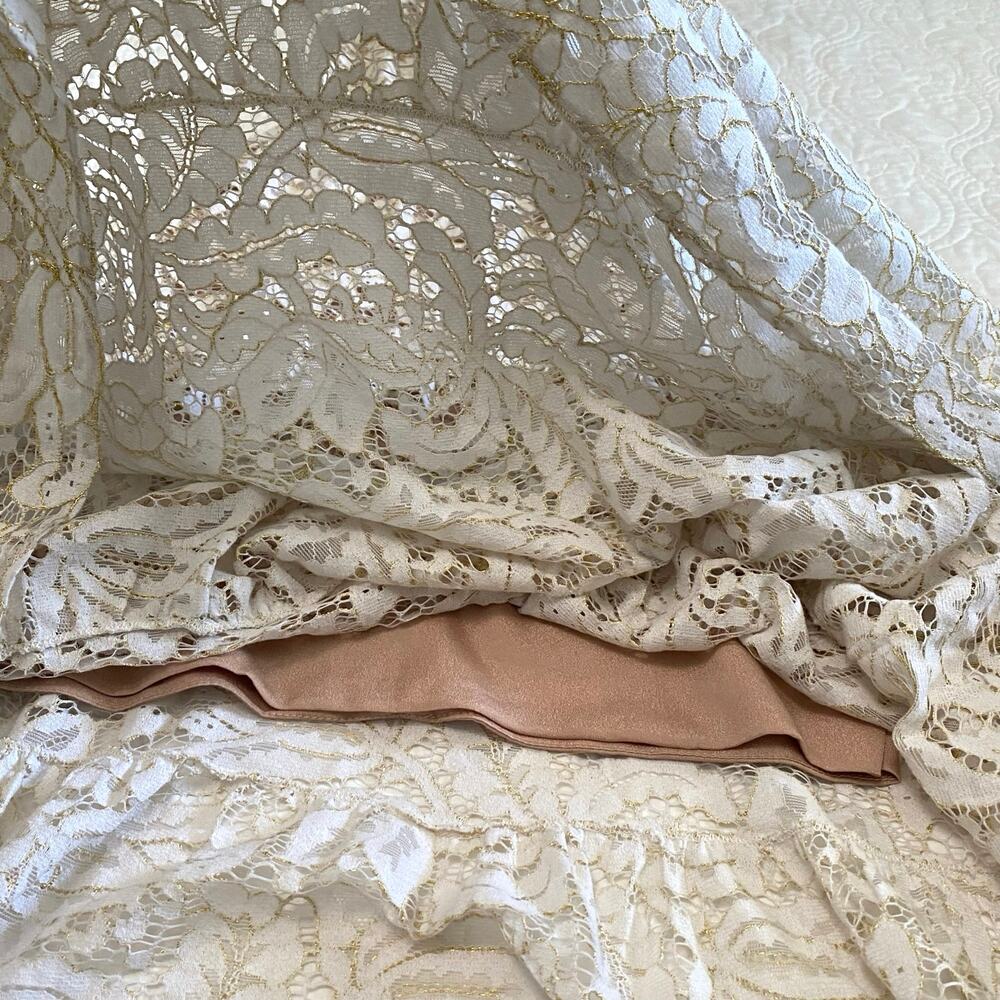 Dress The Population Melina Lace Maxi Dress Ivory Gold Sz XS Wedding Formal Prom - Picture 5 of 12